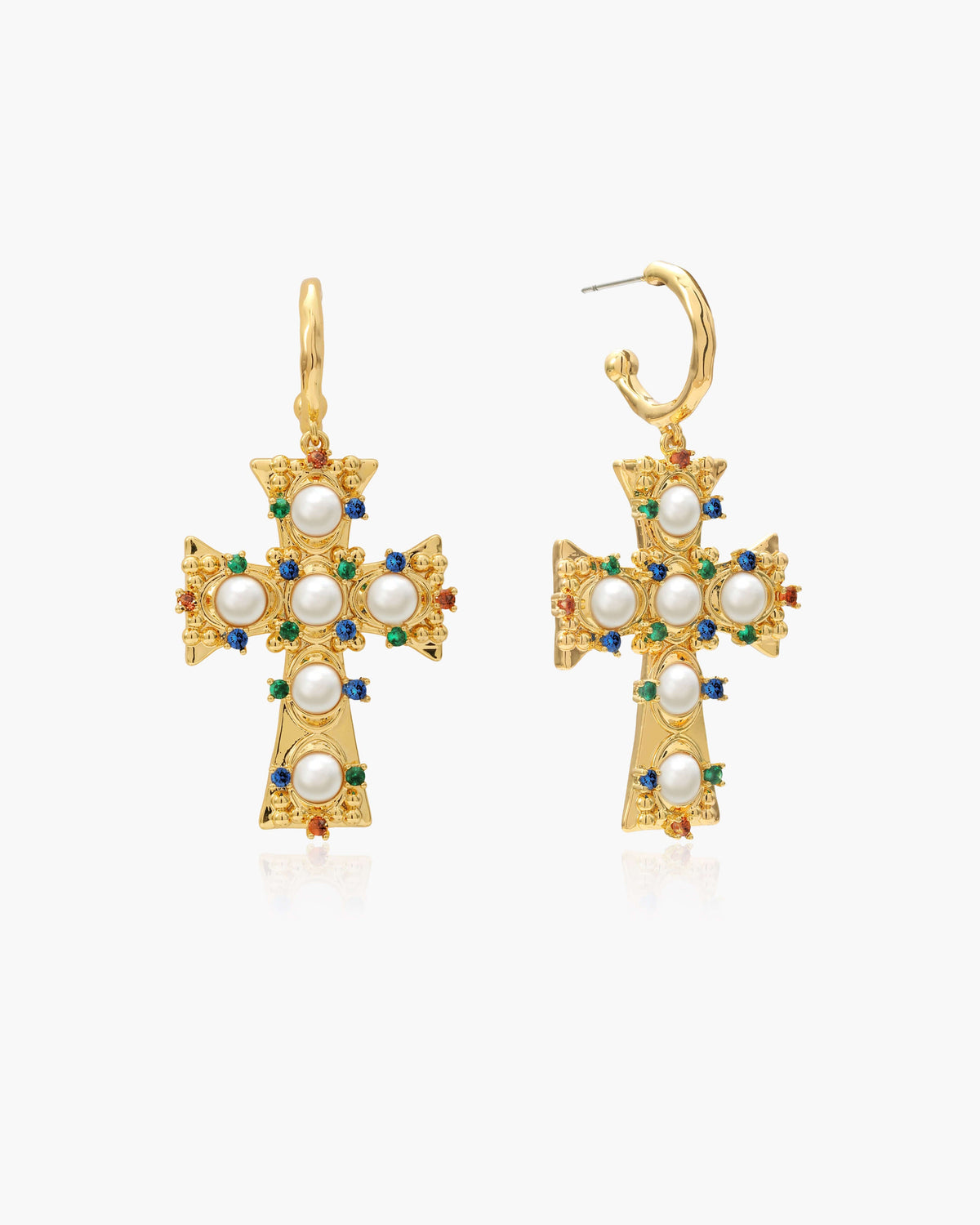 Lover of Helius Pearl Cross Earrings