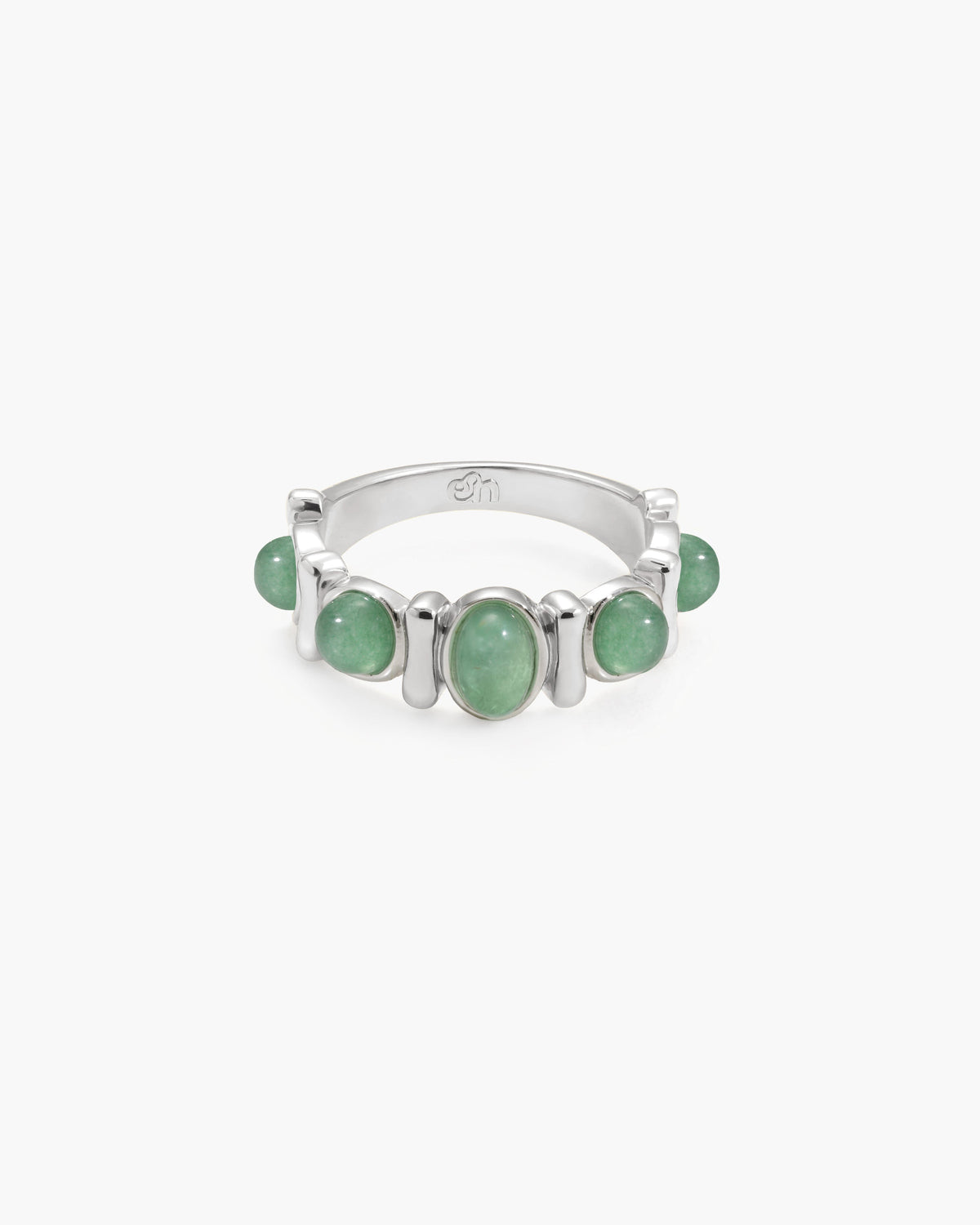Green Aventurine Band Ring in Silver