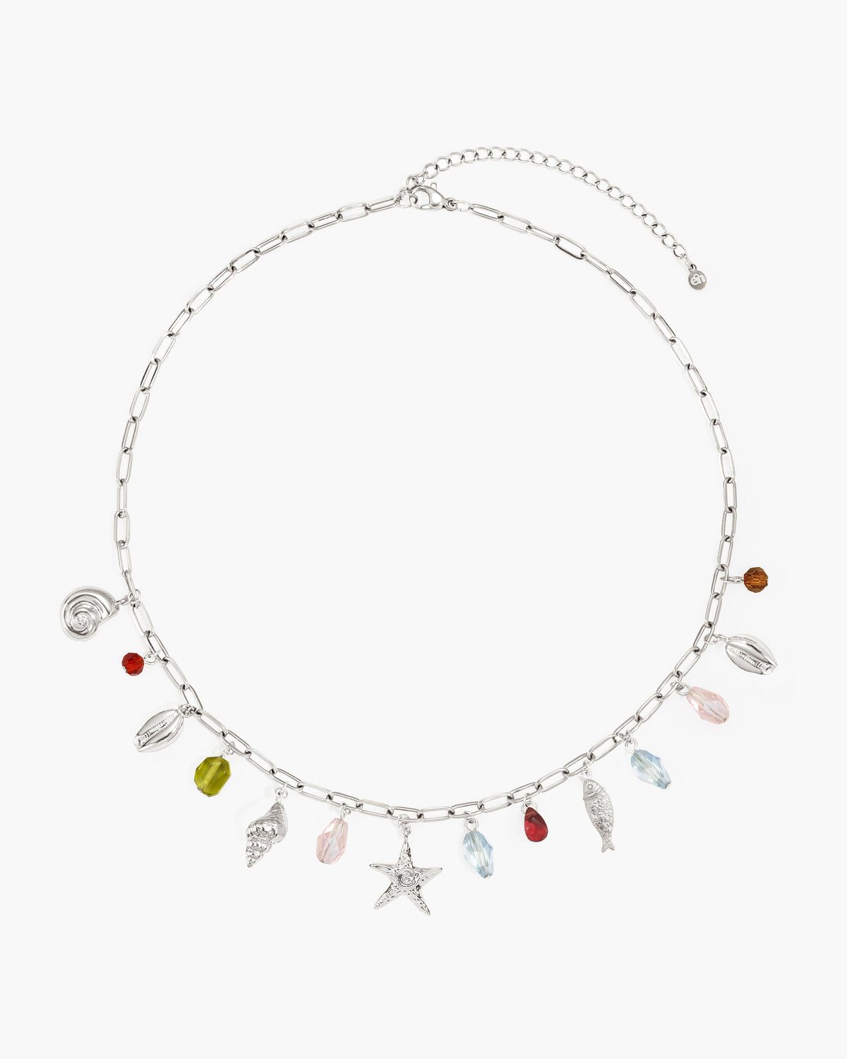 Coral Dancer Multi-charm Choker Necklace in Silver
