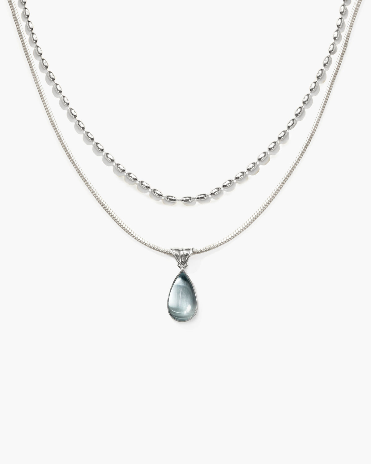 Waterdrop Necklace Set in Silver