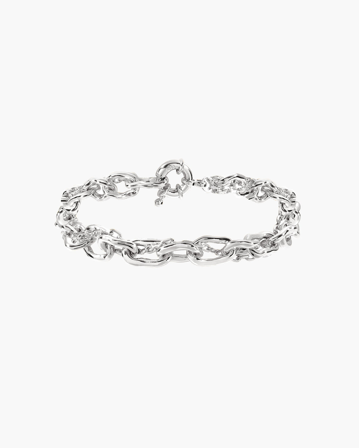 Molten Dual Chain Bracelet in Silver